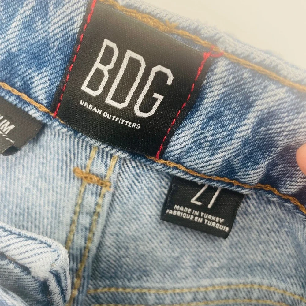 BDG Urban Outfitters Slim Straight Patchwork Distressed Jeans Light Wash Size 27 - Picture 12 of 14